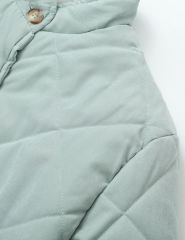 Green Stand Neck Button-down Pocket Casual Coat