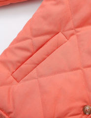 Orange Stand Neck Button-down Pocket Casual Coat