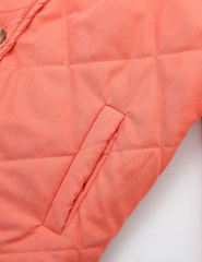 Orange Stand Neck Button-down Pocket Casual Coat