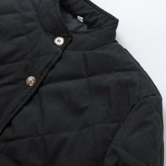 Black Stand Neck Button-down Pocket Casual Coat