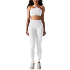 White Rib Yoga Bra and High Wait Pant Set
