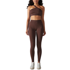 Coffee Rib Yoga Bra and High Wait Pant Set