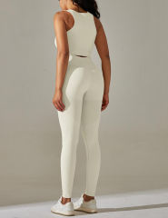 White Tank Yoga Bra and High Waist Pant Set