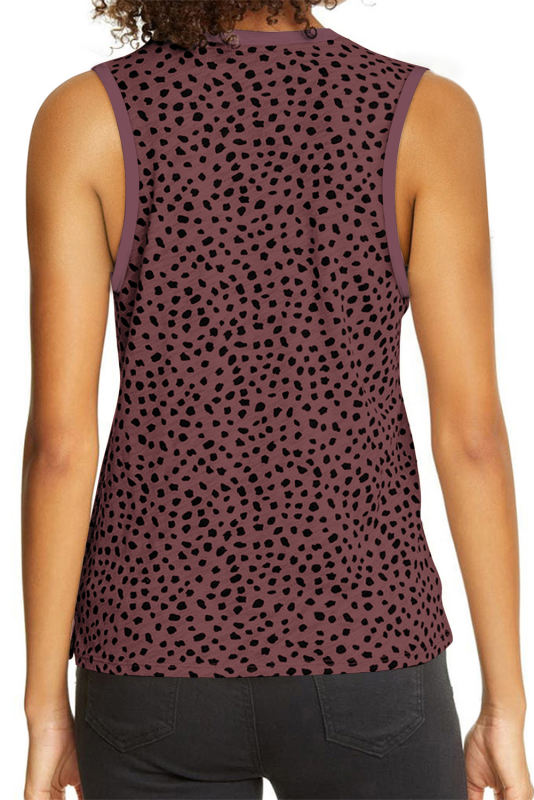 Red Printed Animal Spots Printed Plus Size Tank Top