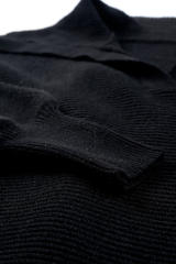 Black Ribbed Knit Lapel Neck Curvy Sweater