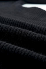 Black Ribbed Knit Lapel Neck Curvy Sweater
