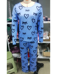 Blue Heart Print Long Sleeve and Pant Lounge Set