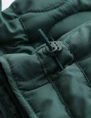 Green Stand Collar Quilted Pocket Coat