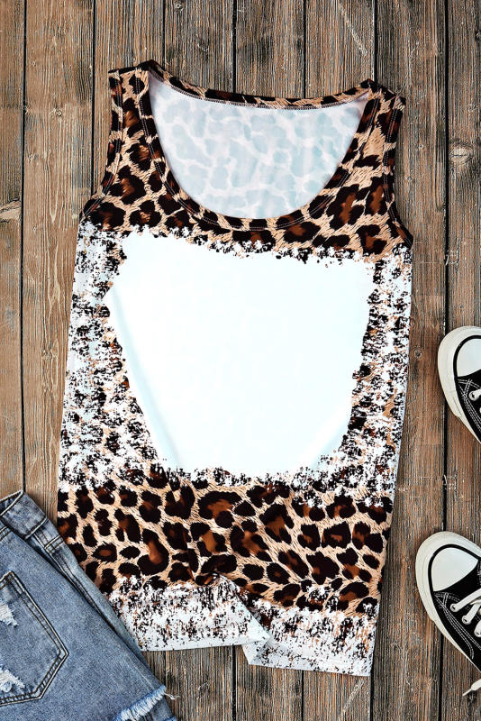 Leopard Easter Rabbit Leopard Bleached Graphic Tank Top