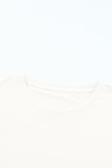White Casual Plain Crew Neck Tee