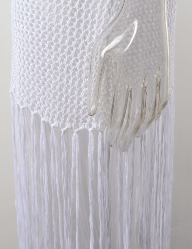 White Fringe Hollow-out Crochet Knit Beach Cover