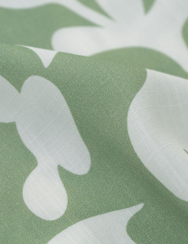 Green Abstract Print Button Shirt and Shorts Set