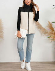 Black White Full Zip Sleeveless Vest Jacket