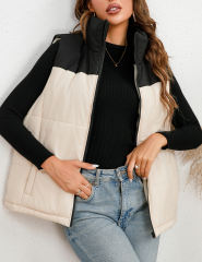 Black White Full Zip Sleeveless Vest Jacket