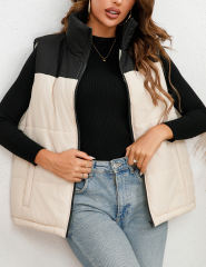 Black White Full Zip Sleeveless Vest Jacket