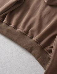 Coffee Zipper Front Crop Hoodie Jacket