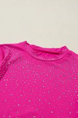 Rose Rhinestone Mesh Long Sleeve Bodysuit LC6421593-P6