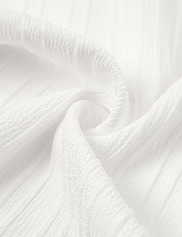 White Solid Color V-Neckline Textured Blouse
