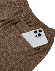 Coffee Knit Short Sleeve Top and Pocket Shorts Set