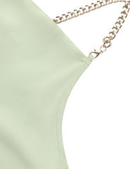 Green Solid Color Sleeveless Wide Leg Jumpsuit