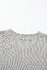 Gray 2pcs Solid Textured Drawstring Shorts Set