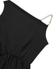 Black Solid Color Sleeveless Wide Leg Jumpsuit