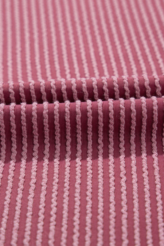Rose Pink Textured V-Neck Dropped Shoulder Plus T-Shirt