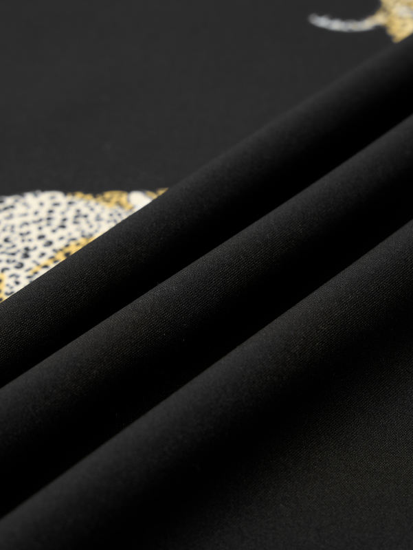 Black Printed Lace-up V Neck Ruffle Sleeve Blouse