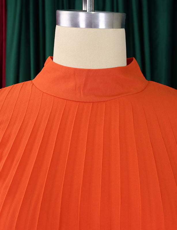 Orange Chiffon Cape Bat Sleeve Plus Size Dress