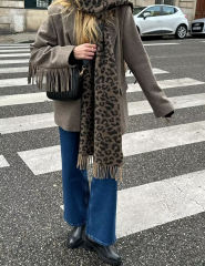 Camel Lapel Collar Long Sleeve Blazer with Tassels