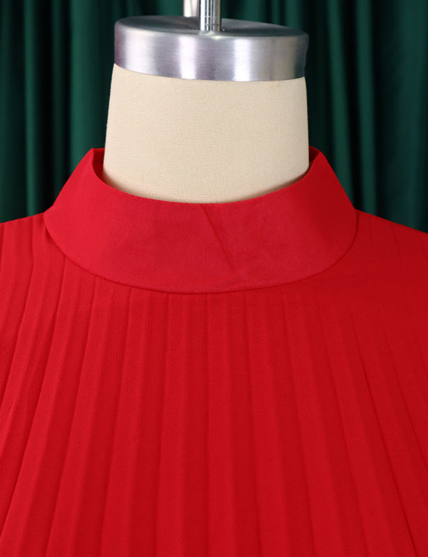 Red Chiffon Cape Bat Sleeve Plus Size Dress