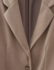Camel Lapel Collar Long Sleeve Blazer with Tassels