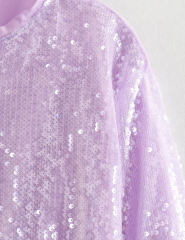 Purple Sequined Full-zip Long Sleeve Jacket