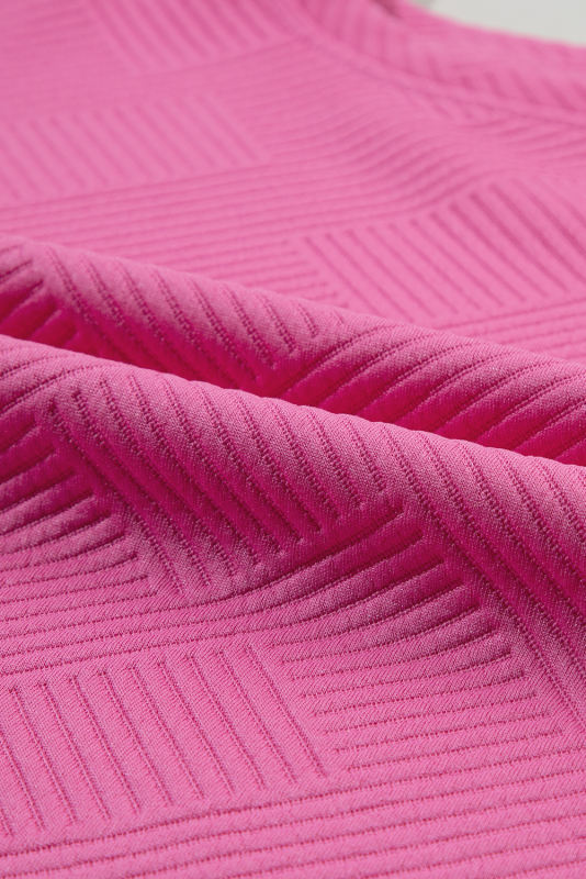 Strawberry Pink 2pcs Solid Textured Drawstring Shorts Set