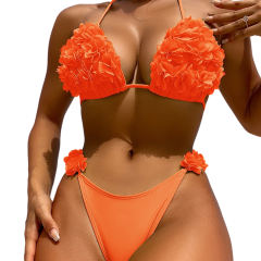 Orange Petal Swimsuit Triangle Bikini Set