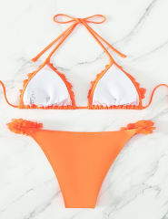Orange Petal Swimsuit Triangle Bikini Set