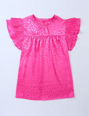 Hot Pink Leopard Print Ruffled Sleeve Blouse