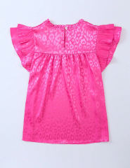 Hot Pink Leopard Print Ruffled Sleeve Blouse