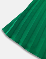 Green Backless Halter Neck Pleated Long Dress