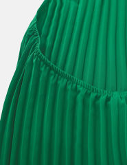 Green Backless Halter Neck Pleated Long Dress