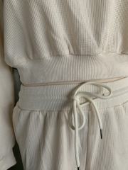 Apricot Solid Textured Sweatshirt and Multi Pockets Pant Set
