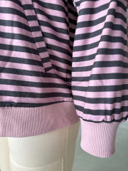 Pink Striped Lapel Collar Full-zip Jacket