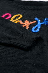 Black Holly Jolly Round Neck Casual Sweater
