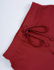 Wine Red Short Sleeve Top and Drawstring Pant Lounge Set
