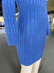 Blue Cut-out Crewneck Cable Knit Bodyson Sweater Dress