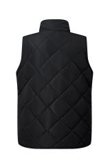Black Fleece Lined Quilted Zip up Vest Coat