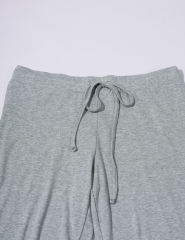 Grey Button U Neck Crop Top and Drawstring Pants Set