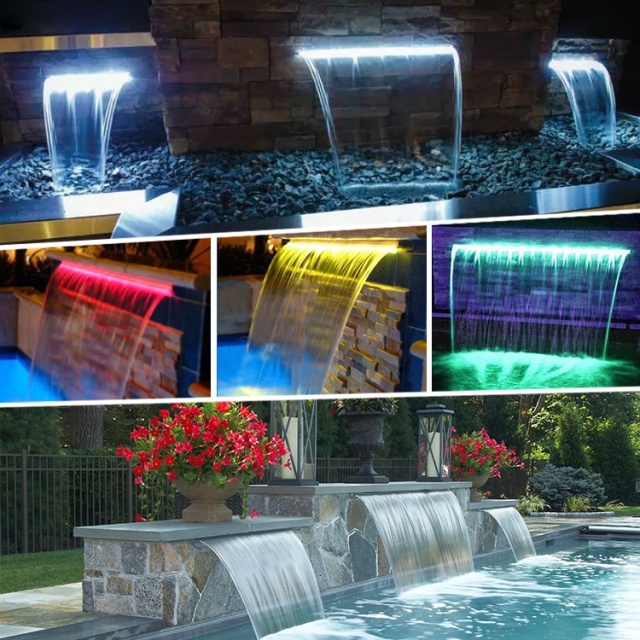 12V Rgb Water Fall Light Wall Fountain Indoor Pool Led Light Water Descent Waterfall Fountain Decoration