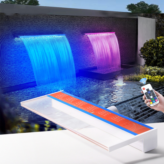 Acrylic Material And Sheer Descent Water Feature Cascade Swimming Pool Waterfall Fountain With Sheer