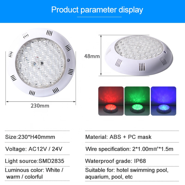 230MM 9W 12V Ip68 Wall Mounted Underwater Remote Control Rgb Led Swimming Decorative Pool Light